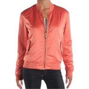 Scotch & Soda Dark Salmon Satin Bomber Jacket